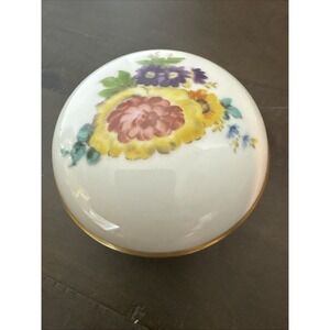 AK Kaiser Trinket Box West Germany Lidded Lid Floral Gold Trim Porcelain Vintage